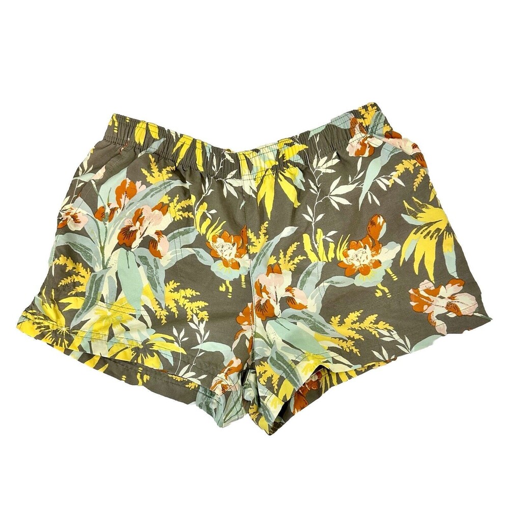 Columbia Sandy River Tropical Printed Shorts Womens Sz M 3” Inseam Mesh Pockets